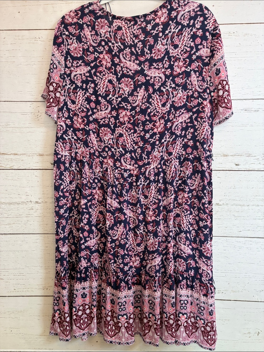 Knox Rose Navy & Pink Floral/Paisley Patterned V-Neck Dress, size XL, NWT - Picture 10 of 16